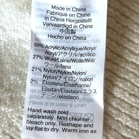 Madewell Dashwood Ivory Bobble V Neck Puff Sleeve Wool Blend Sweater - Picture 12 of 13